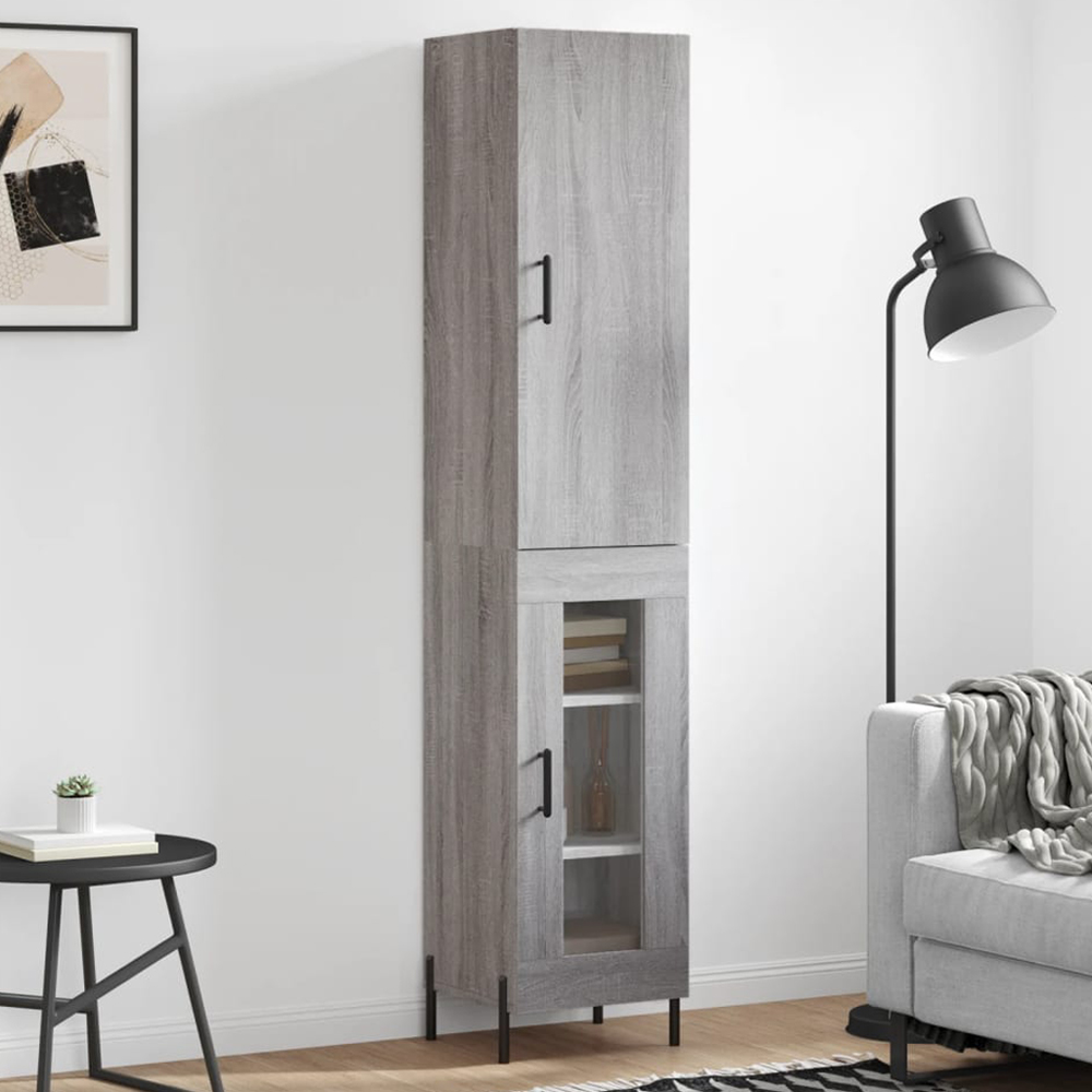 vidaXL 2 Door Grey Sonoma Tall Highboard Image 1