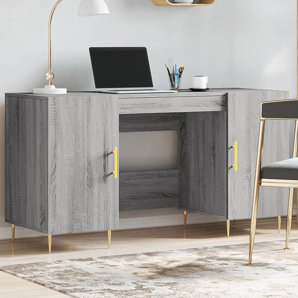 vidaXL 2 Door Computer Desk Grey Sonoma Image 1