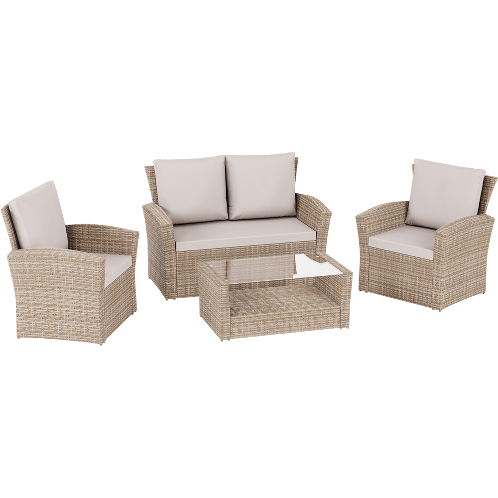 GARDEN VIDA Mylor 4 Seater Natural PE Rattan Garden Lounge Set Image 2