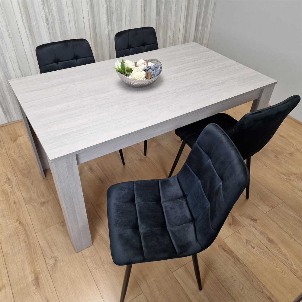 Portland 4 Seater Square Velvet Dining Table Set Arrow Grey and Black Image 1