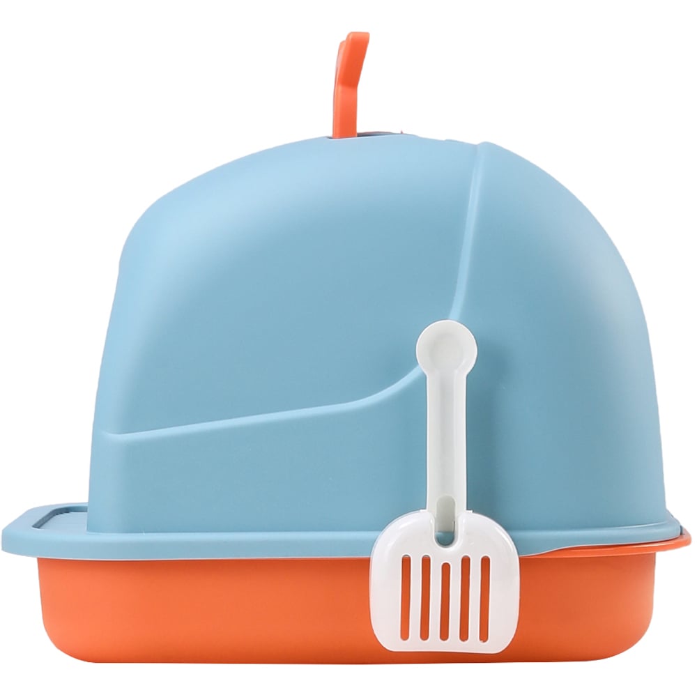 H&O Direct Enclosed Blue Cat Litter Box with Handle and Scoop Image 3