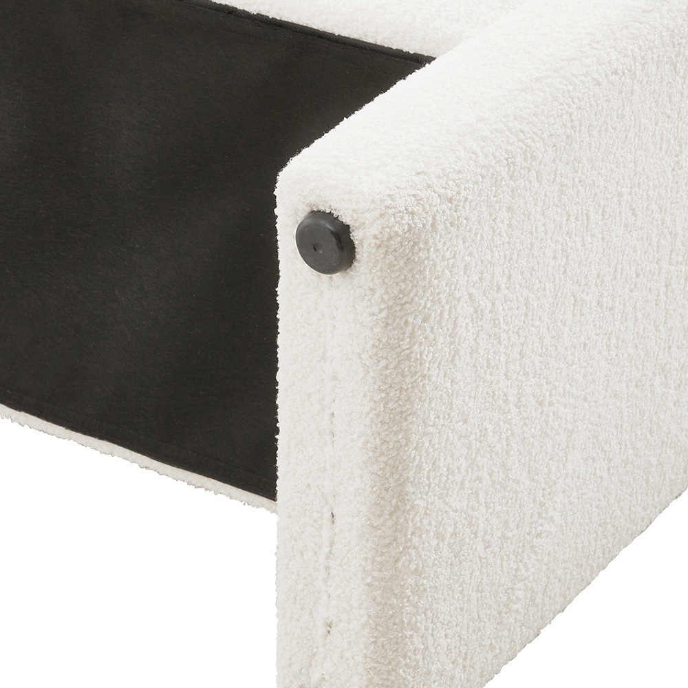 Living and Home White Rectangle Teddy Upholstered H-Shaped Bench Image 7