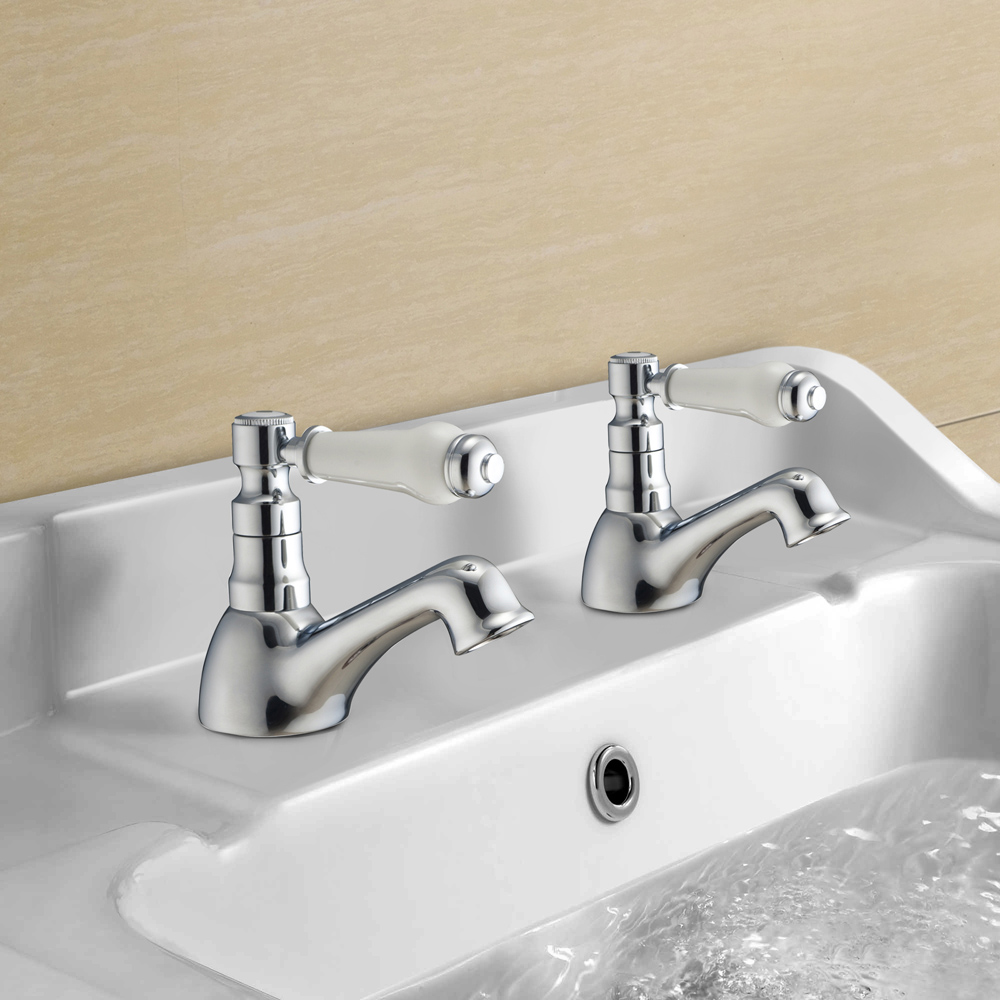 Nes Home Regalia Traditional Chrome Hot and Cold Twin Bath Taps Image 2