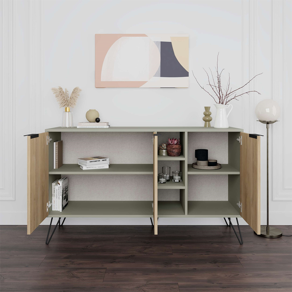 Decortie Clara Ash Green and Oak Console Sideboard Image 3
