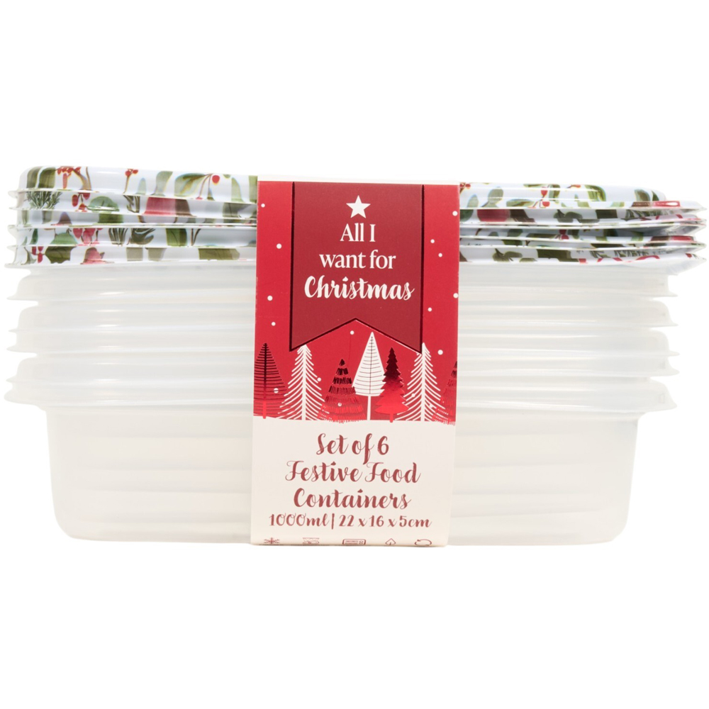 Pack of 6 Festive Robin or Santa Food Containers Image 3