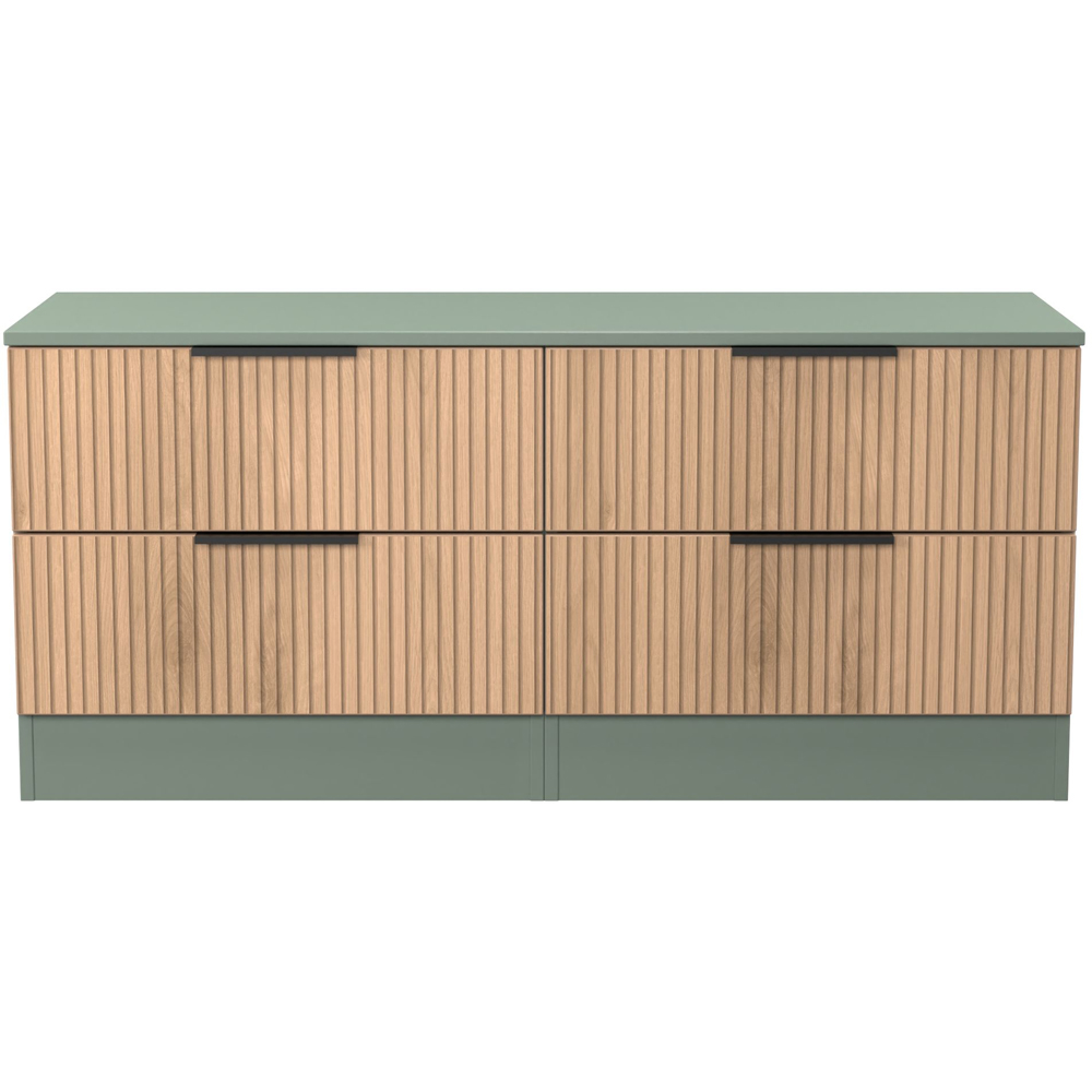 Crowndale Java 4 Drawer Slatt Effect and Reed Green Bedbox Image 2