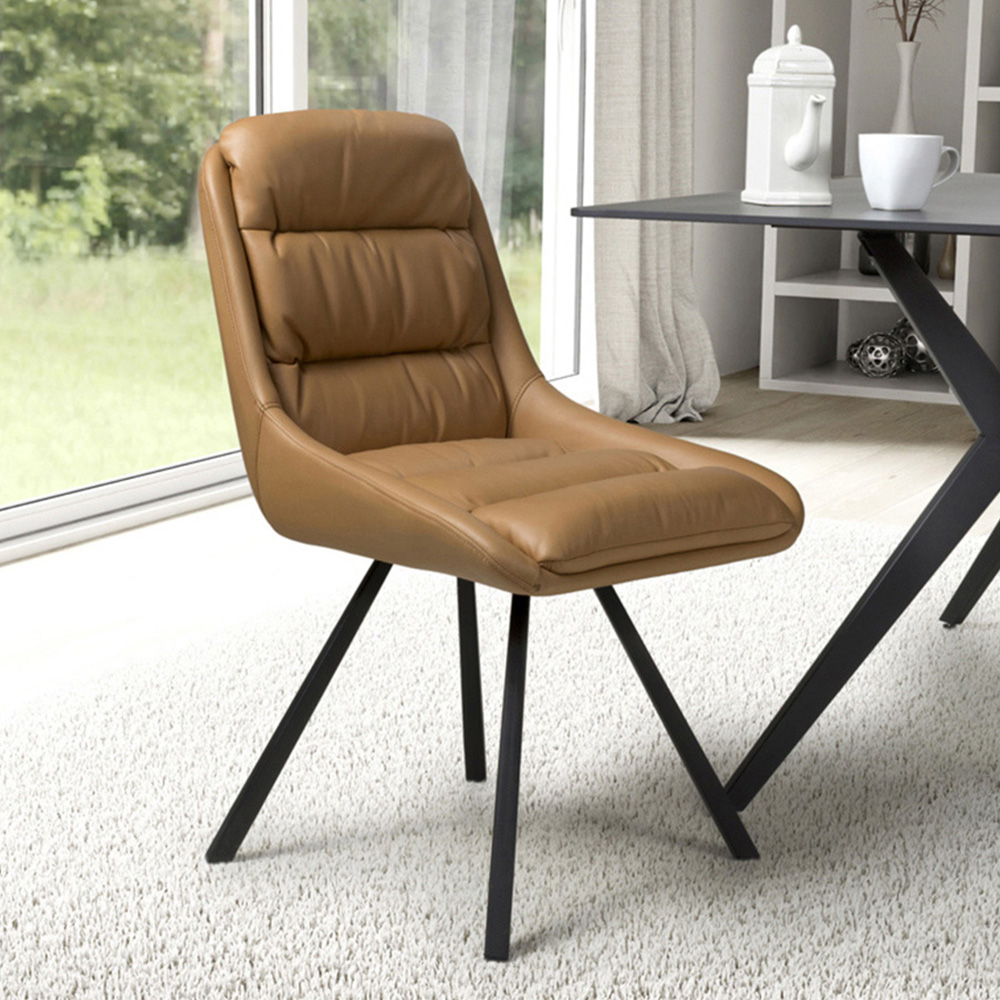 Arnhem Set of 2 Tan Leather Effect Swivel Dining Chair Image 7