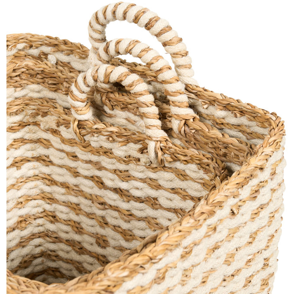 Set of 3 Seagrass and Jute Baskets Natural Image 5