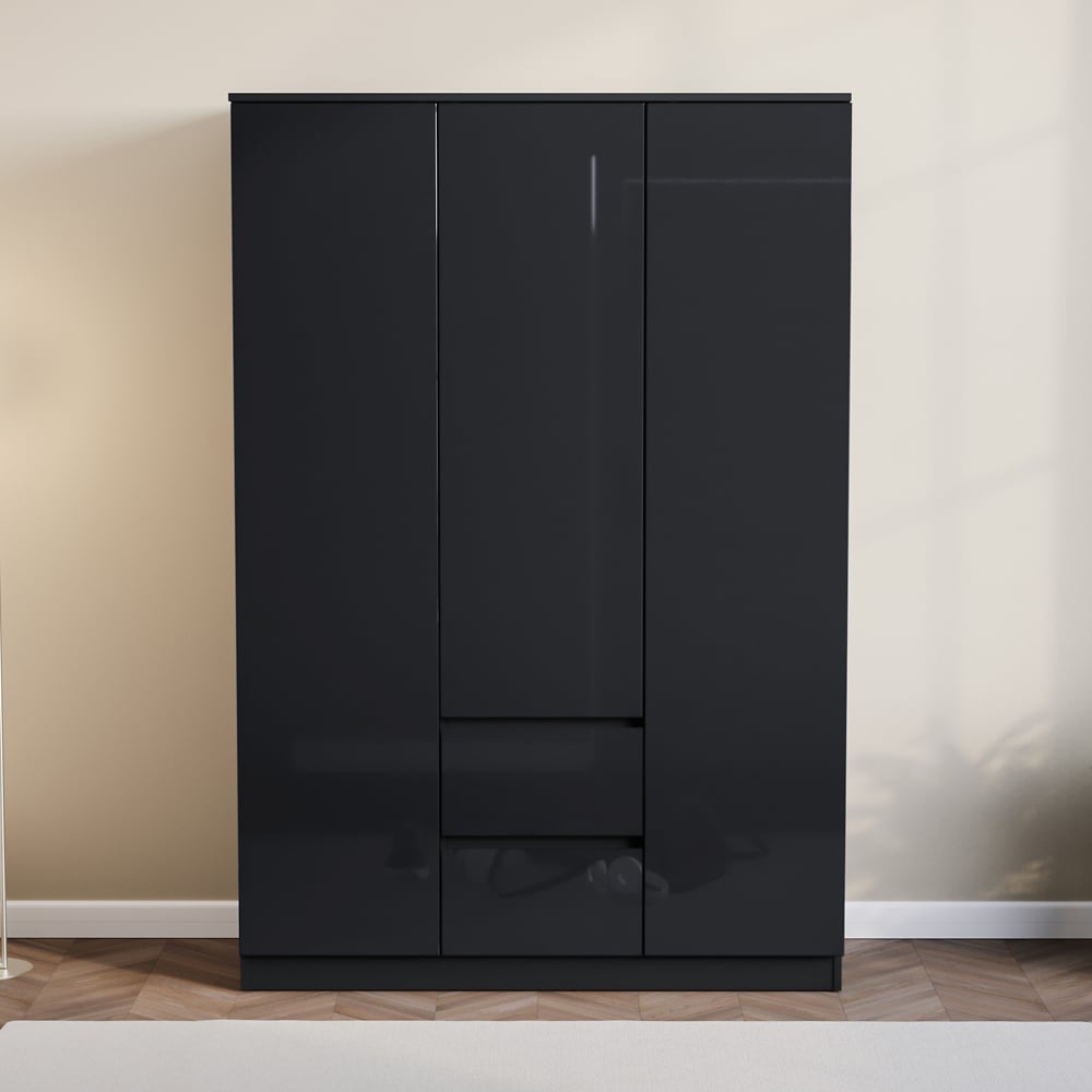 VIDA DESIGNS Glinton 3 Door 2 Drawer Black Wardrobe Image 3