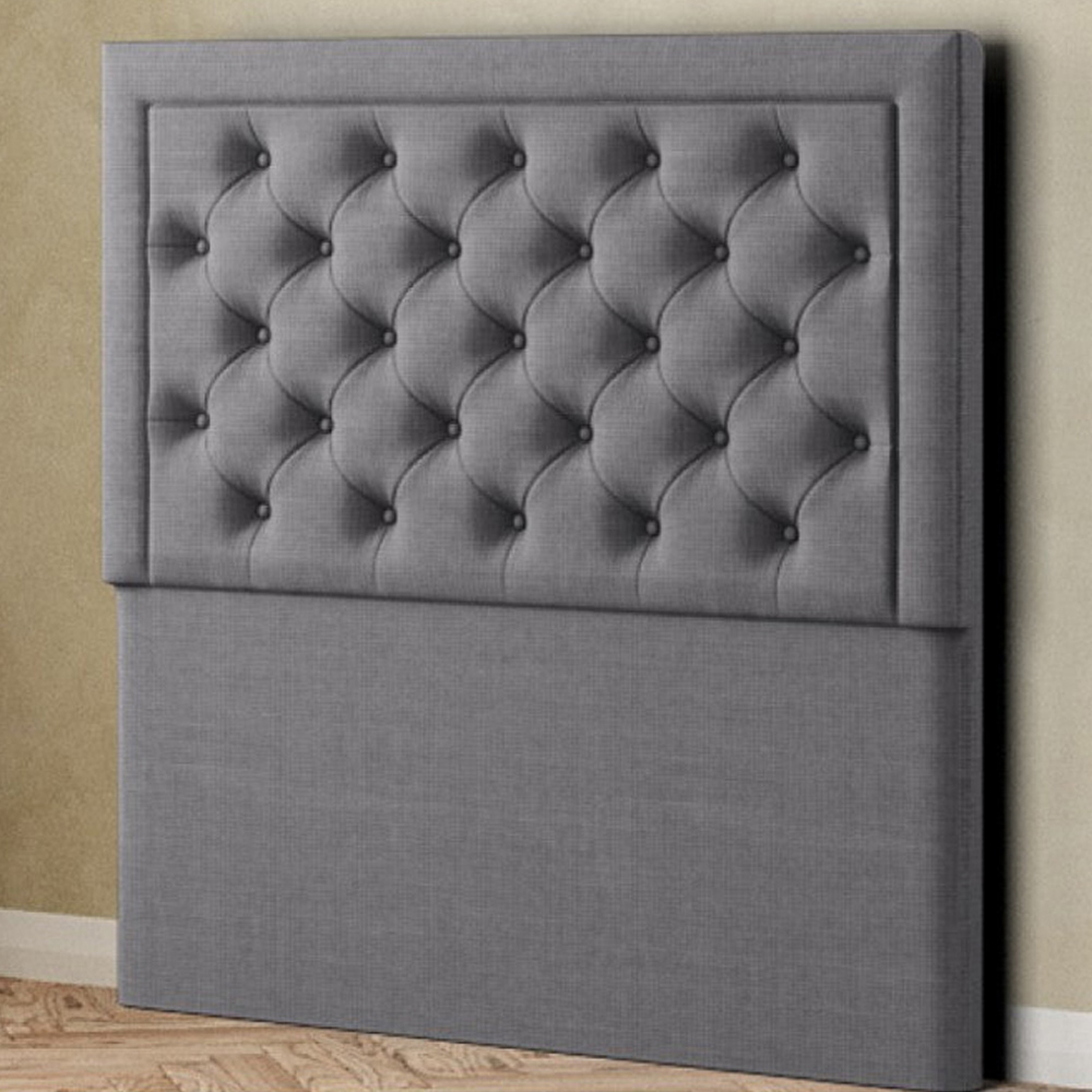 Eleganza Castle Double Grey Linen Floor Standing Headboard Image 1