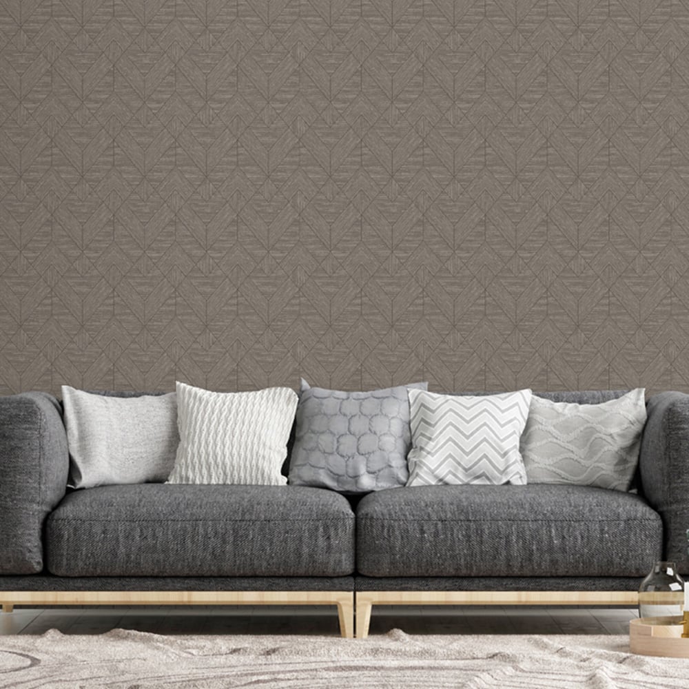 Arthouse Wood Grain Geo Charcoal Wallpaper Image 3