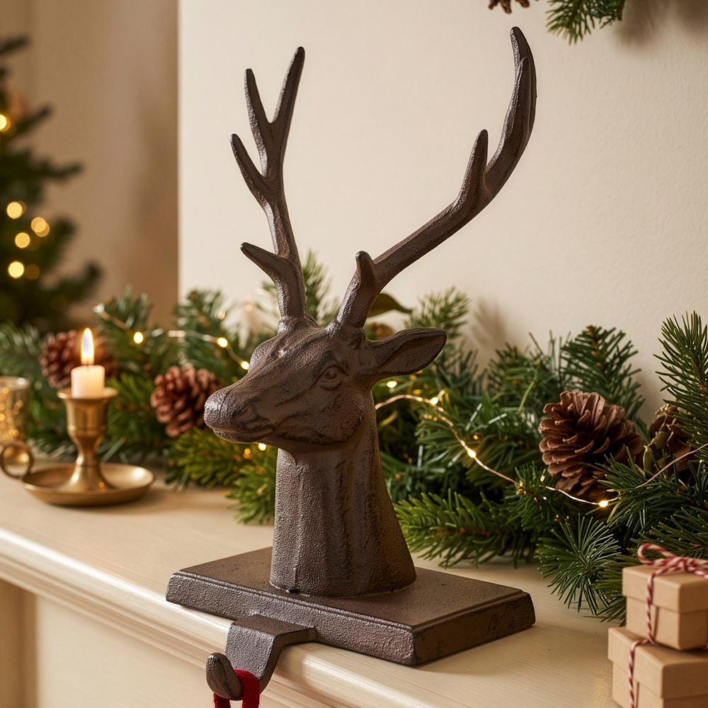 Dibor Deer Bust Christmas Stocking Holder Image 2