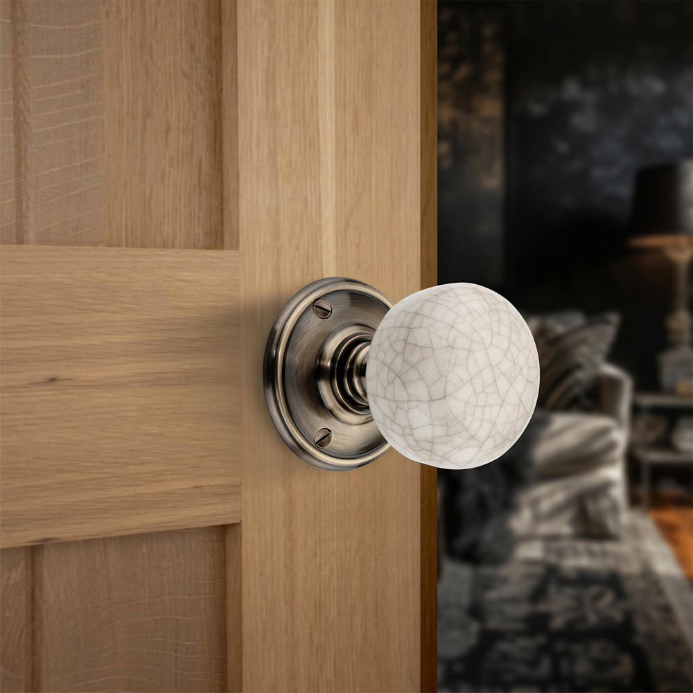 Spira Brass Antique Brass Ceramic Mortice Door Knob 2 Pack Image 2