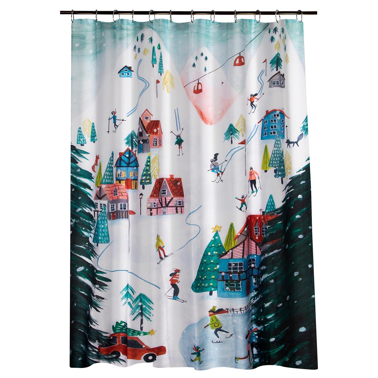 Ski Scene Shower Curtain Image 2