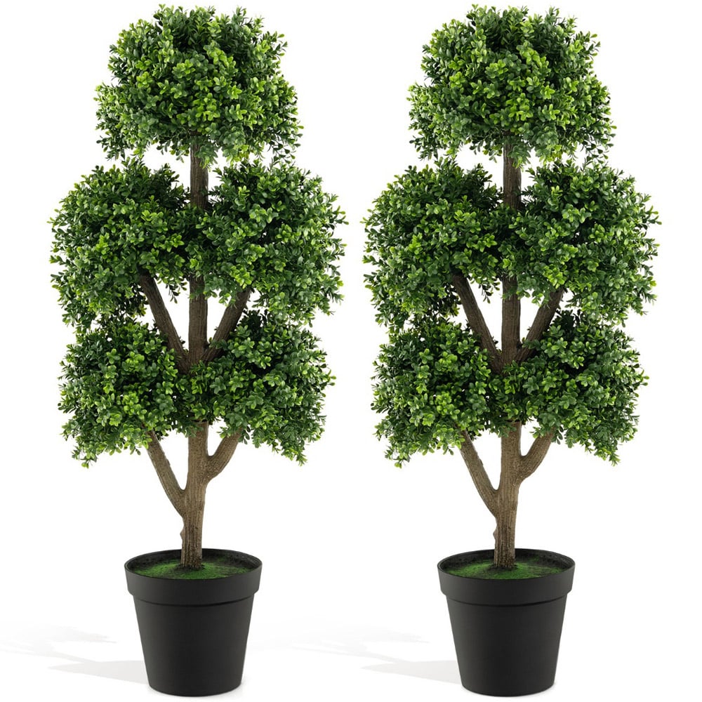 Costway Artificial Boxwood Ball Topiary Tree In Pot 4ft Image 3