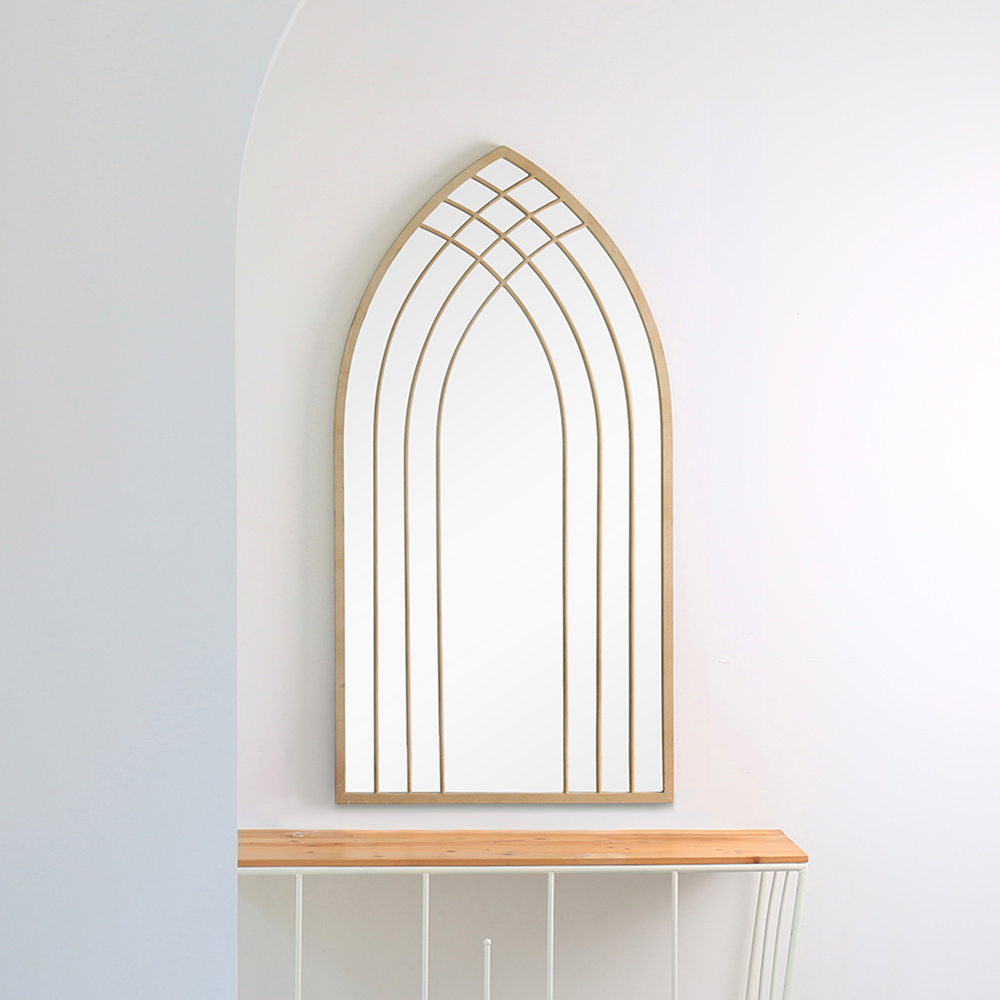 Charles Bentley Lisbon Cream Sand Effect Arched Wall Mirror Image 2