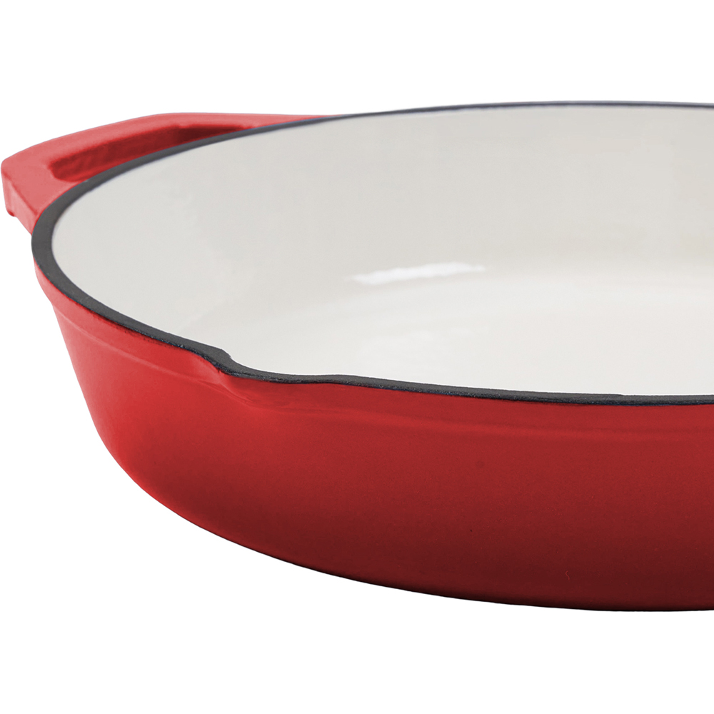 Living and Home 26cm Red Enamelled Cast Iron Round Skillet Image 3