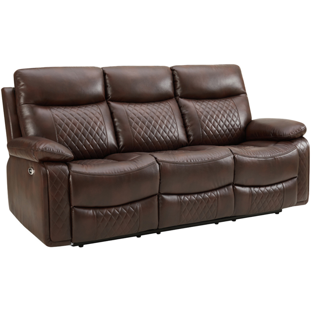 Home Detail Carson 3 Seater Brown Faux Leather Electric Recliner Sofa Image 2