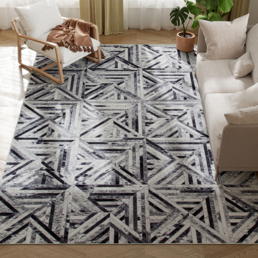 HOMCOM Black Chenille Non-Slip Rug 290 x 200cm Image 4