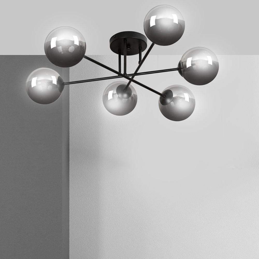 Emibig Brendi 6 Light Graphite Shade Black E14 Ceiling Light Image 7