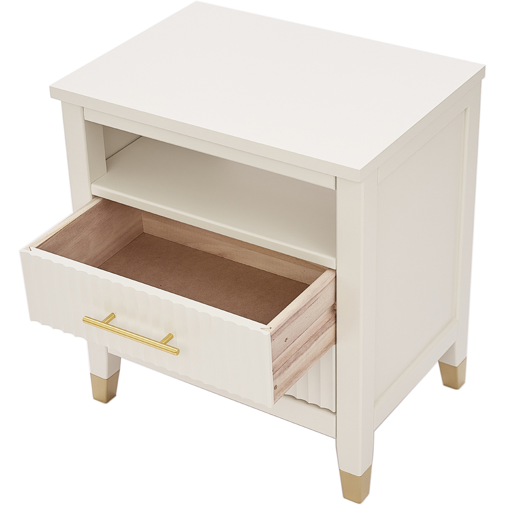 Biasi 2 Drawers Single Shelf White Bedside Table Image 5