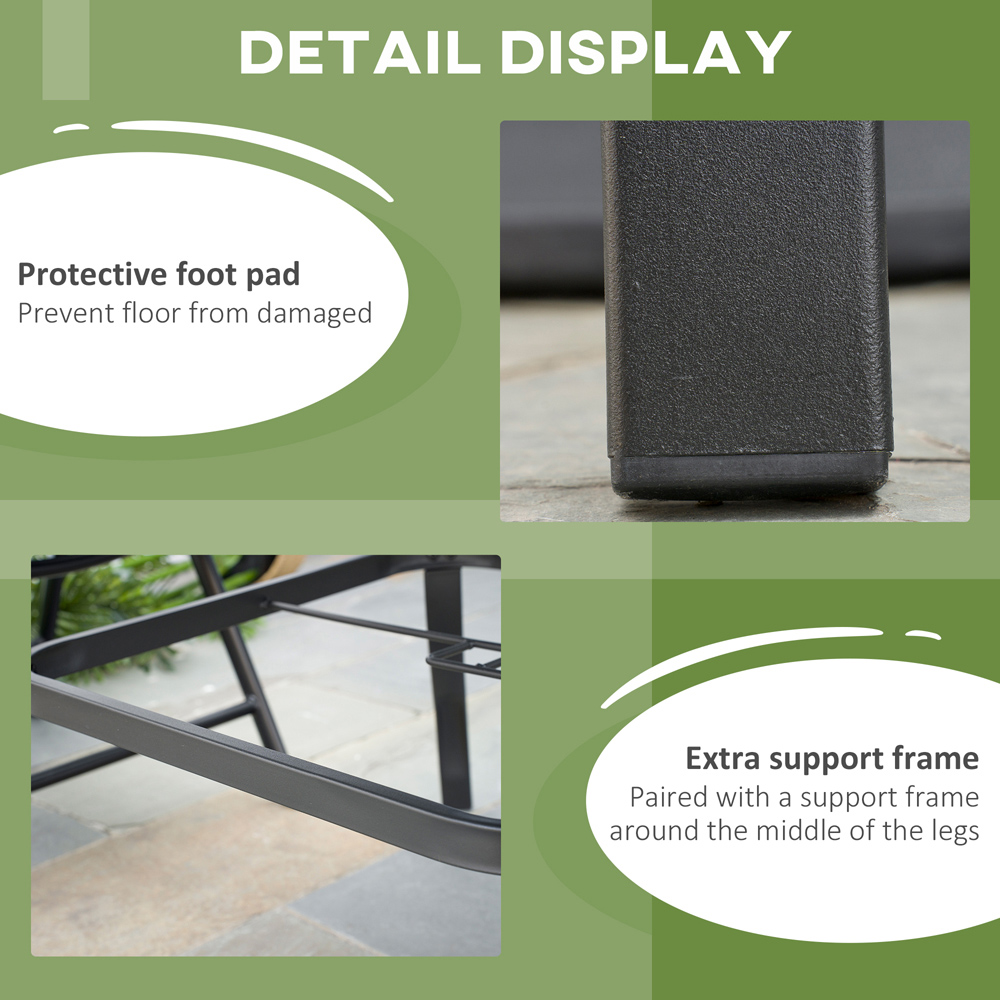 Outsunny 4 Seater Slatted Metal Plate Top Garden Dining Table Black Image 6
