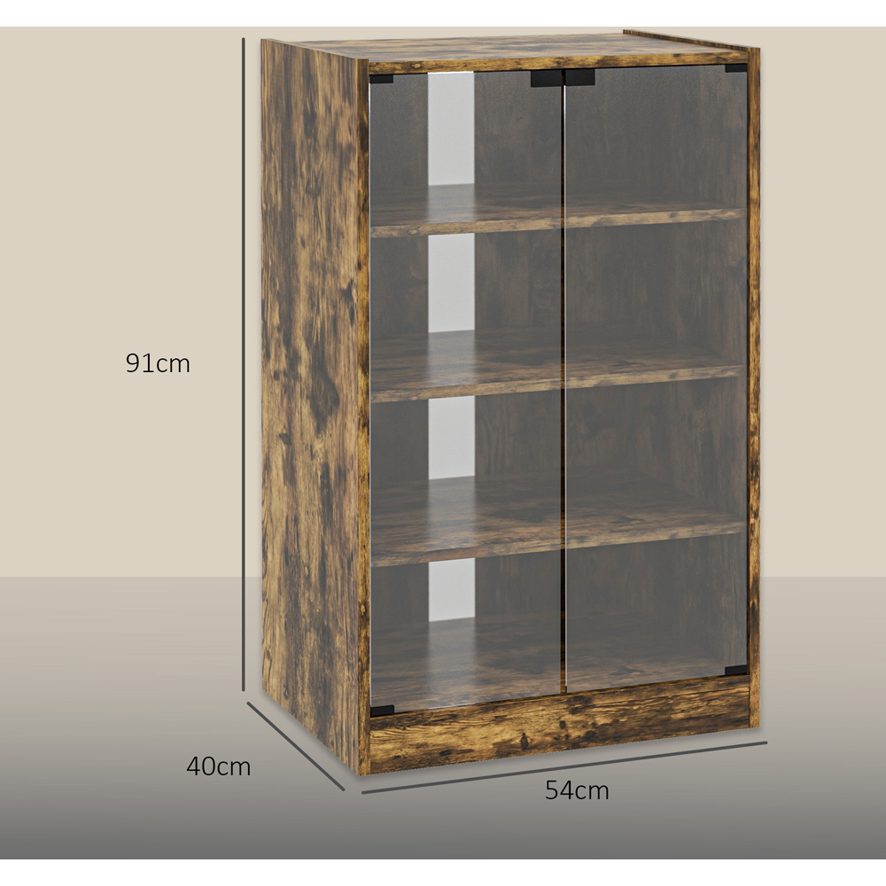 HOMCOM 4-Tier Rustic Brown Hi-Fi Stand with Adjustable Shelves Image 9