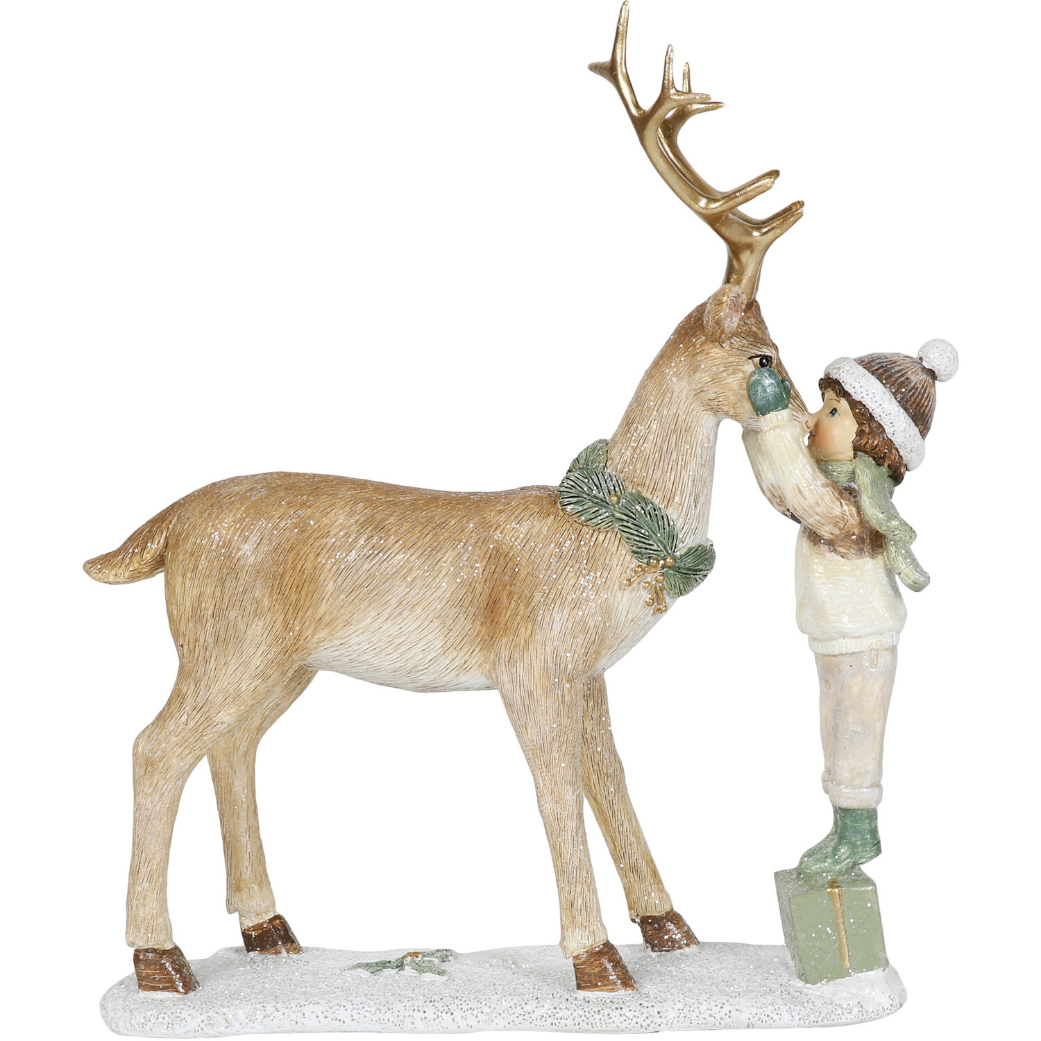 Reindeer and Child Ornament Image 2