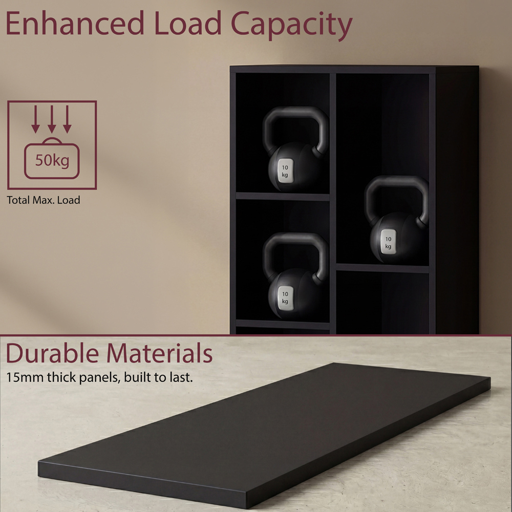 VIDA DESIGNS 5 Shelf Black Cube Storage Unit Image 7