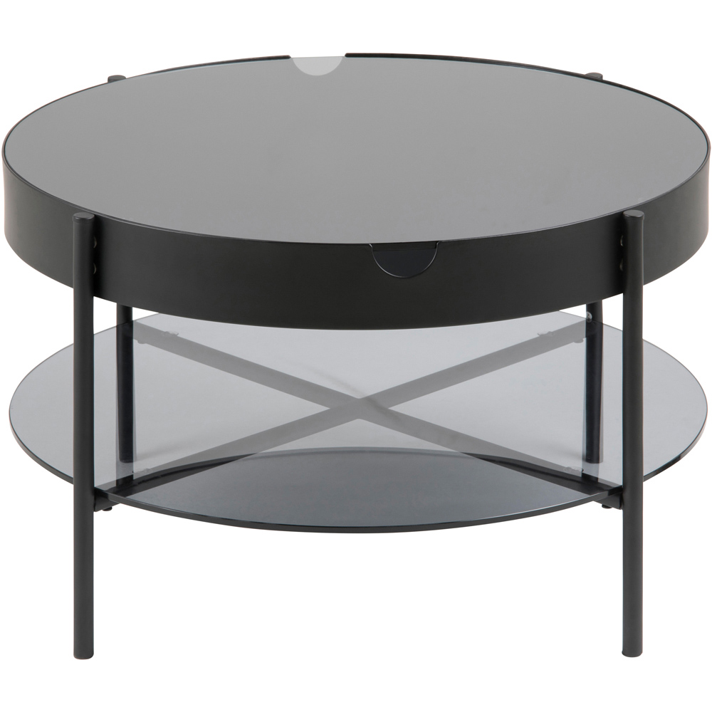 Florence Tipton Single Shelf Black Smoked Glass Round Coffee Table Image 3