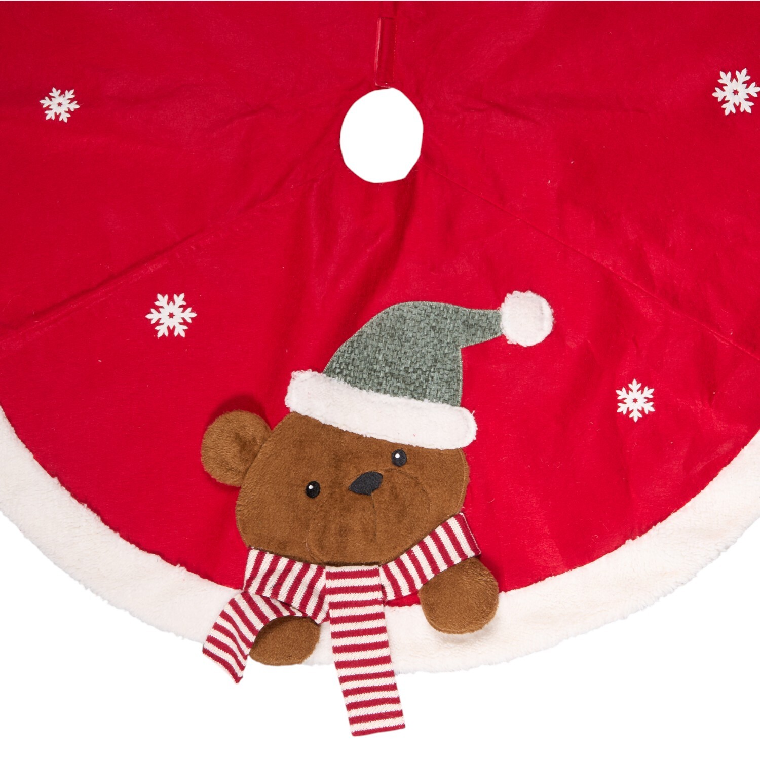 Traditional Christmas Bear Tree Skirt Red Image 4