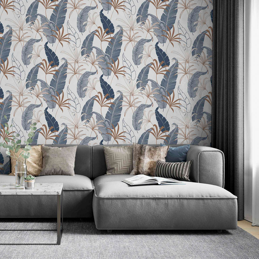 Arthouse Selago Beige and Blue Wallpaper Image 3