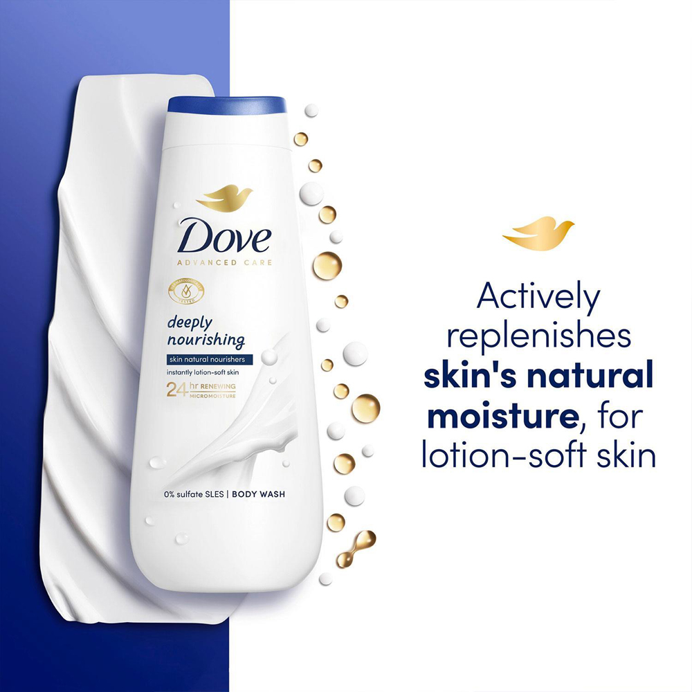 Dove Advanced Care Deeply Nourishing Body Wash 225ml 12 Pack Image 5