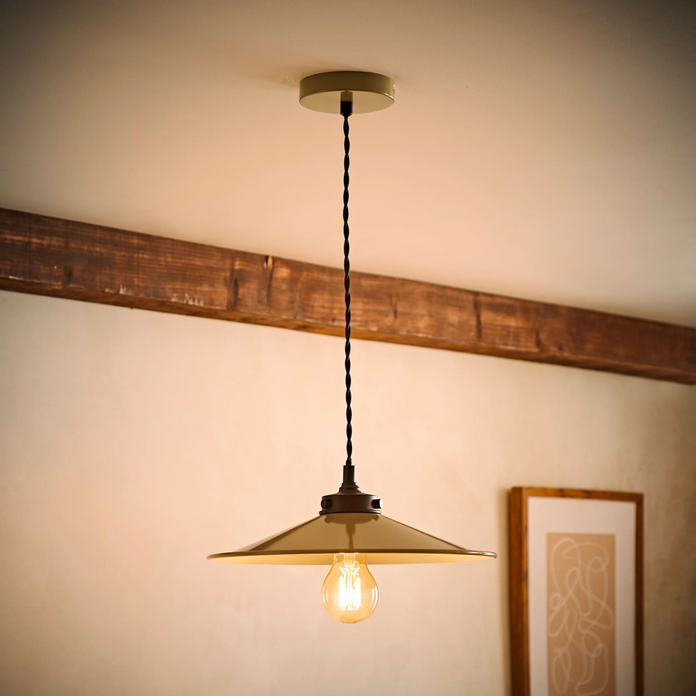 ValueLights Hampstead Green Rolled Edge Tapered Pendant Light with Bulb Image 6