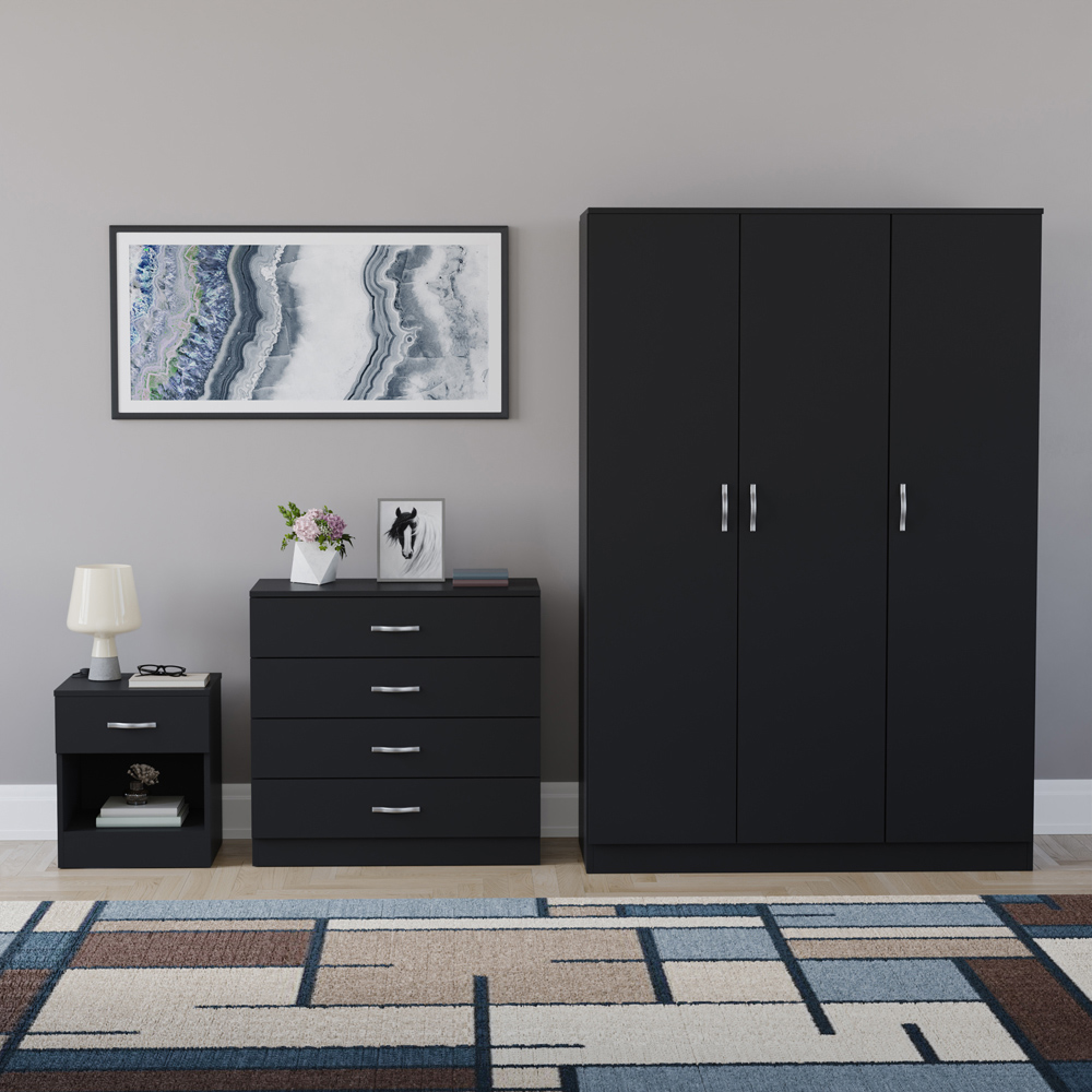 VIDA DESIGNS Riano Black 3 Piece Bedroom Furniture Set Image 2