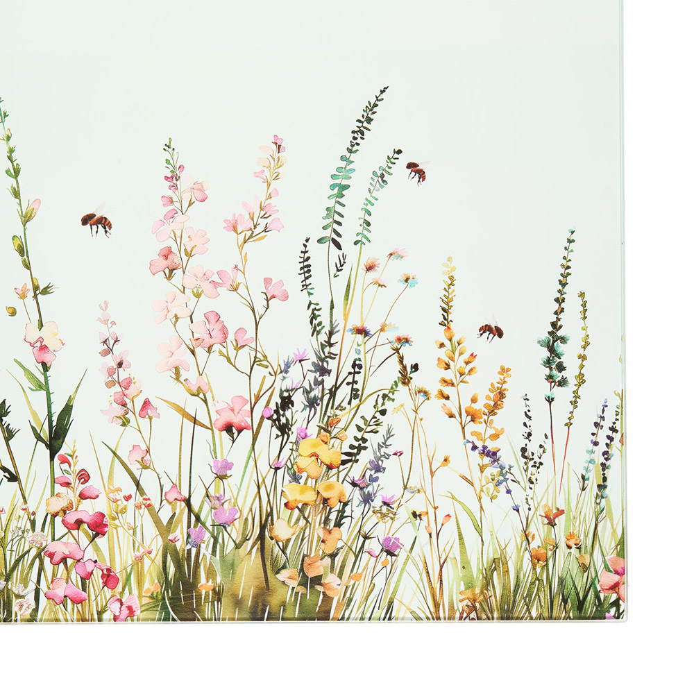 Floral Bees Tempered Glass Worktop Saver Sage Green Image 3