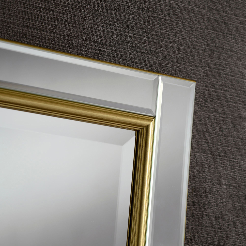 Yearn Timeless Gold Brass Large Bevelled Wall Mirror 106 x 75cm Image 3