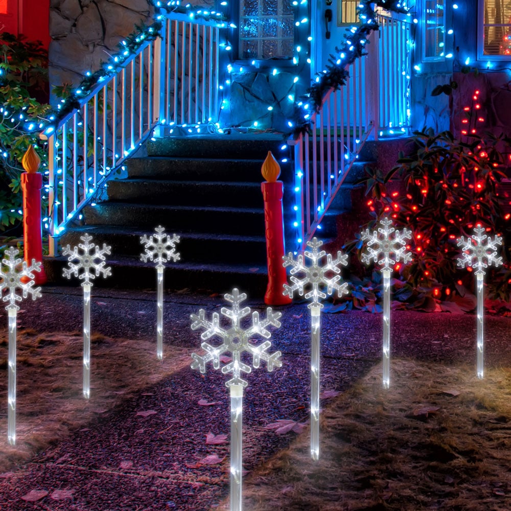 The Christmas Workshop 4 Pack 40 LED White Snowflake Garden Stake Light Image 6