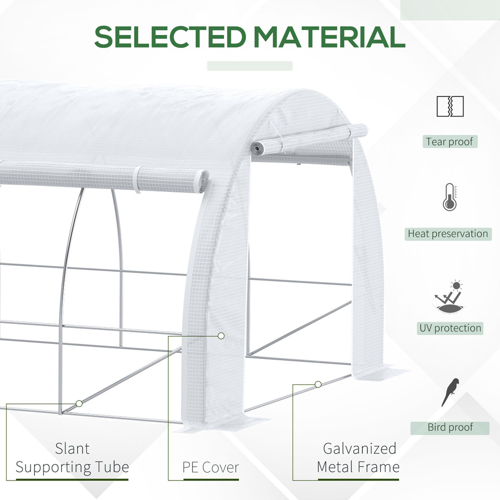 Outsunny White Plastic 10 x 19.5ft Polytunnel Greenhouse Image 3