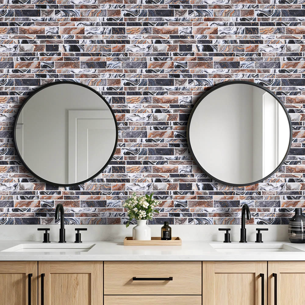 Living and Home Marble Effect Multicolour Self-Adhesive Wall Tile Sticker 20 Pack Image 7
