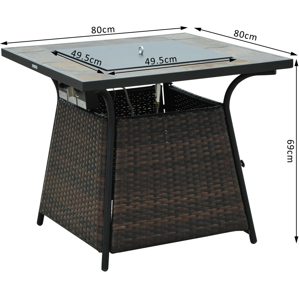Outsunny Brown and Black Rattan Fire Pit Table with 50000 BTU Burner Image 7