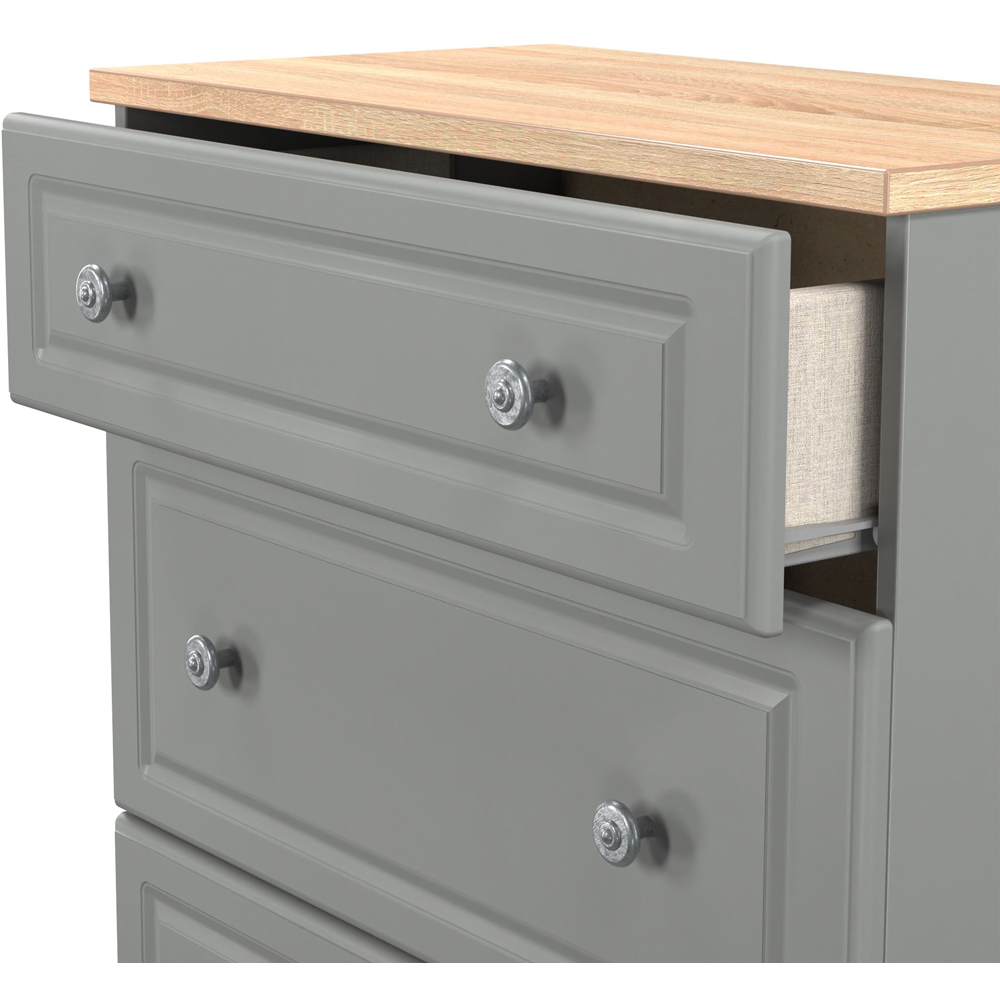 Crowndale Norfolk 3 Drawer Dusk Grey and Bardolino Oak Deep Chest of Drawers Ready Assembled Image 5