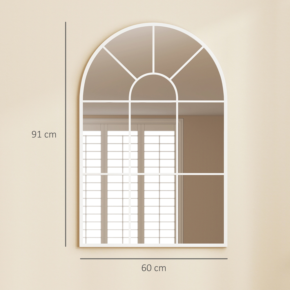 Portland White Arched Window Wall Mirror 91 x 60cm Image 9