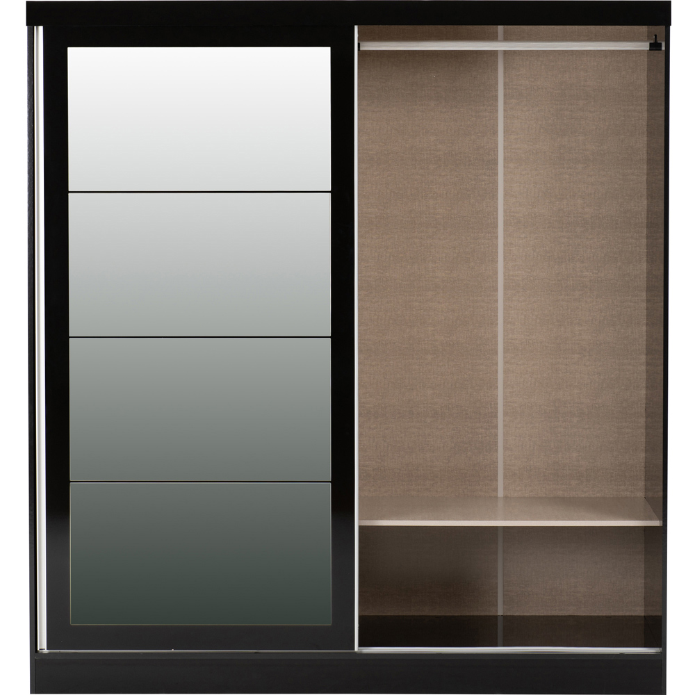 Seconique Nevada 2 Door Black Slider Mirror Wardrobe Image 5