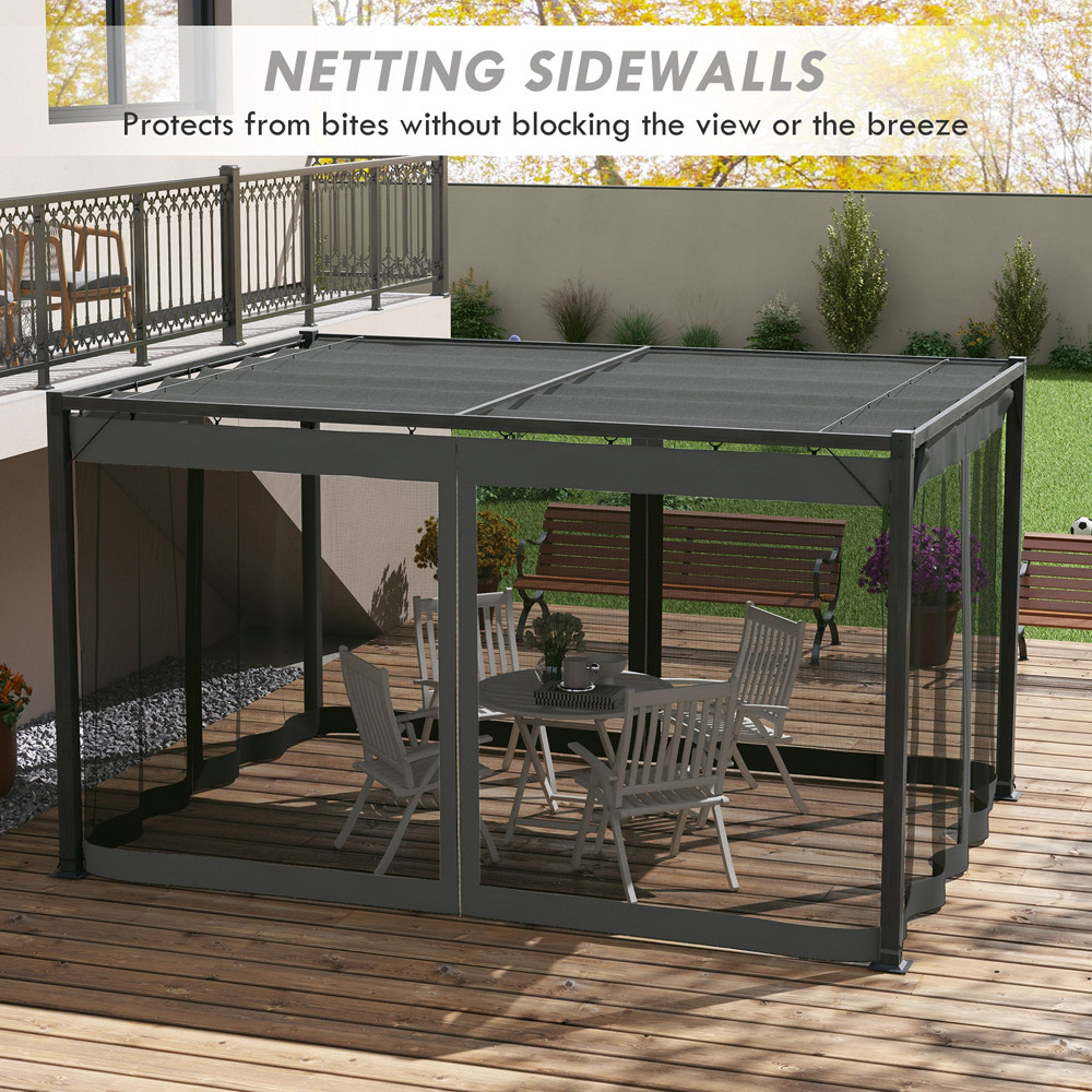 Outsunny 3 x 4m Dark Grey Aluminium Retractable Pergola Image 5