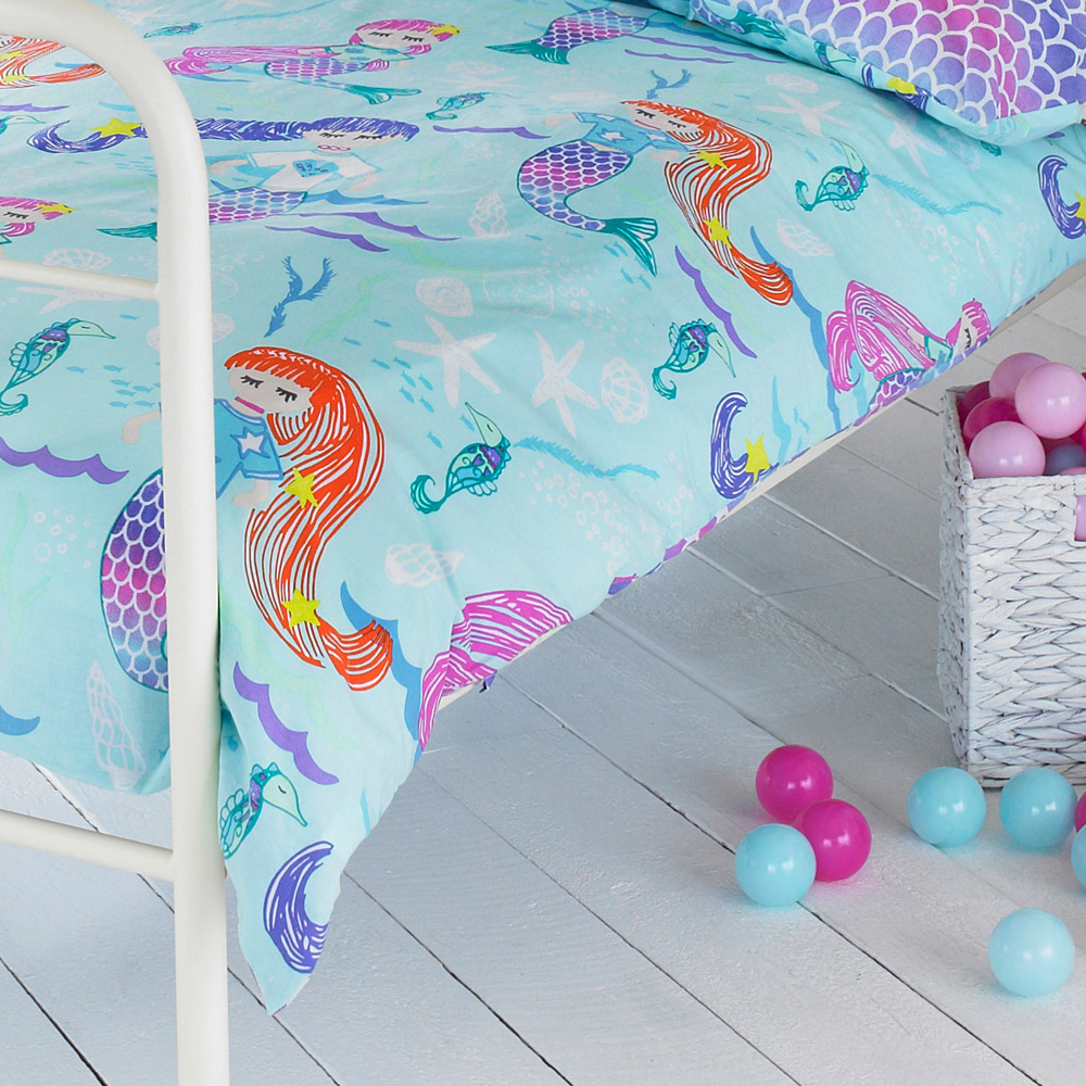 little furn. Mermaid Toddler Multicolour Kids Duvet Cover Set Image 4