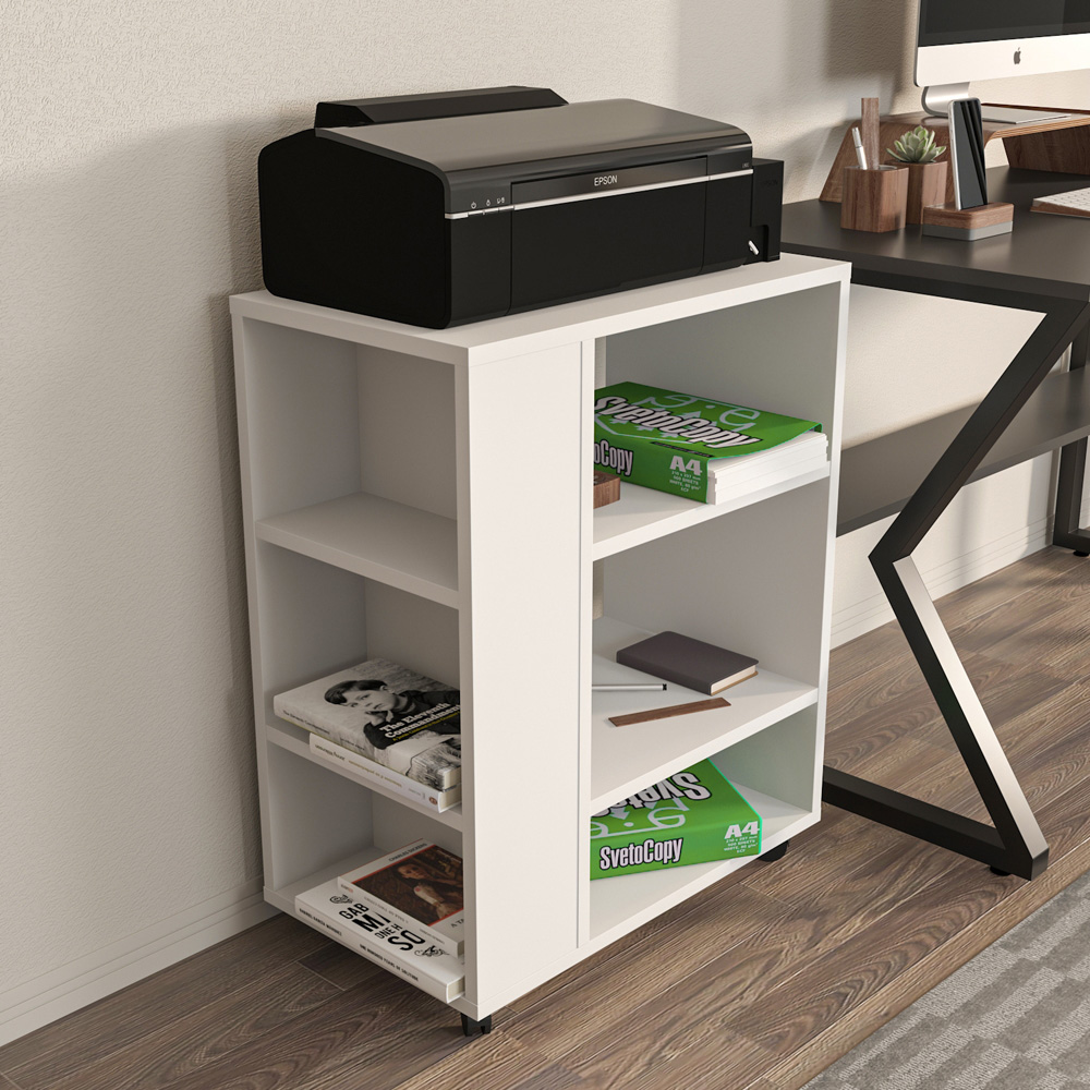 Decorotika Roza 6 Shelf Mobile Printer Desk Stand with Wheels Image 5