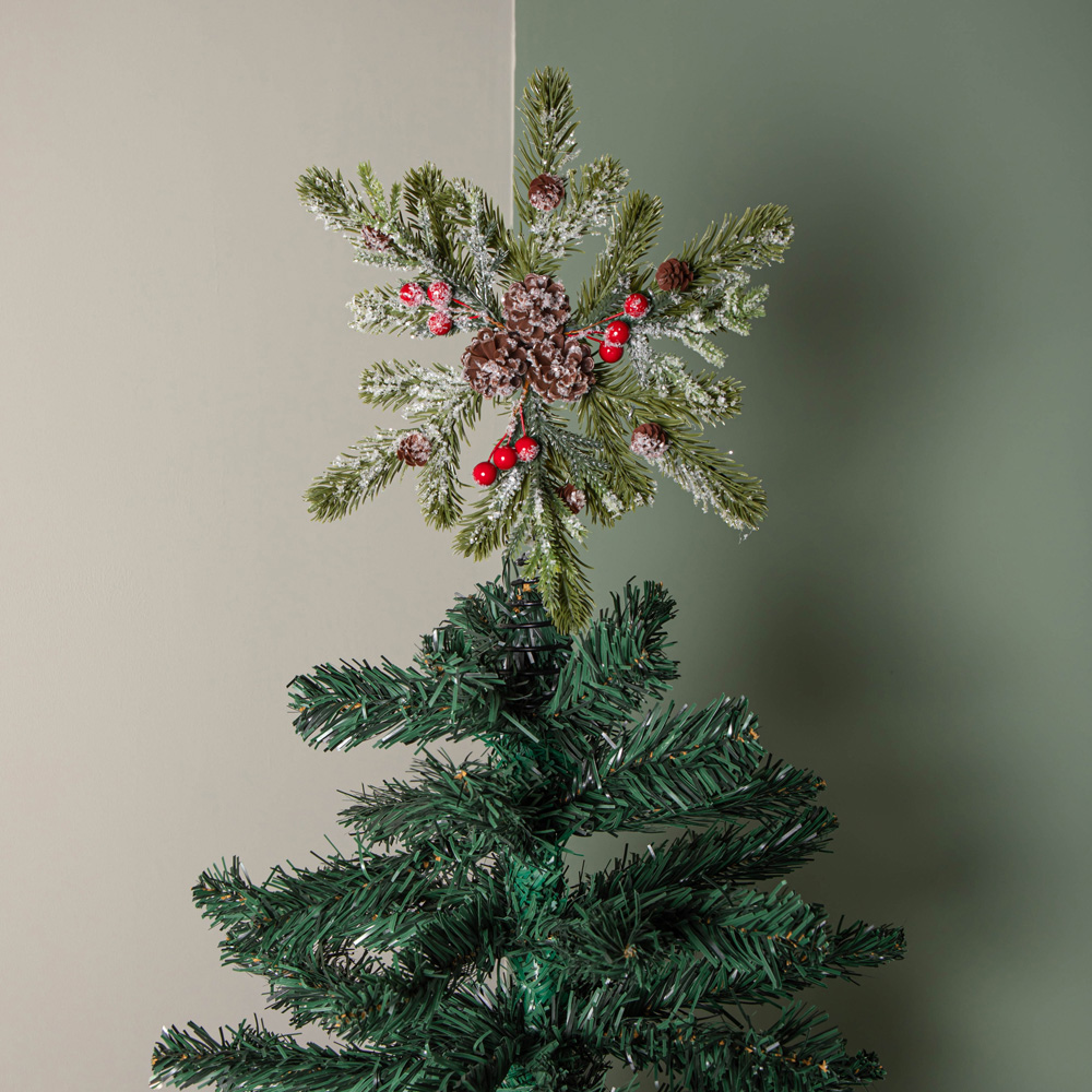 Samuel Alexander Red Berries Pinecones Frosted Foliage Christmas Tree Topper 33cm Image 2
