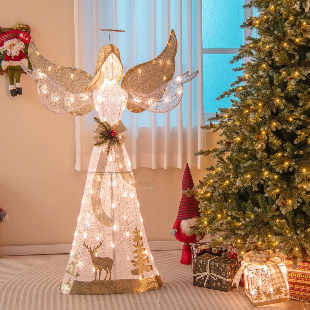 Costway 100 LED Lighted Angel Christmas Decoration 4.9ft Image 3