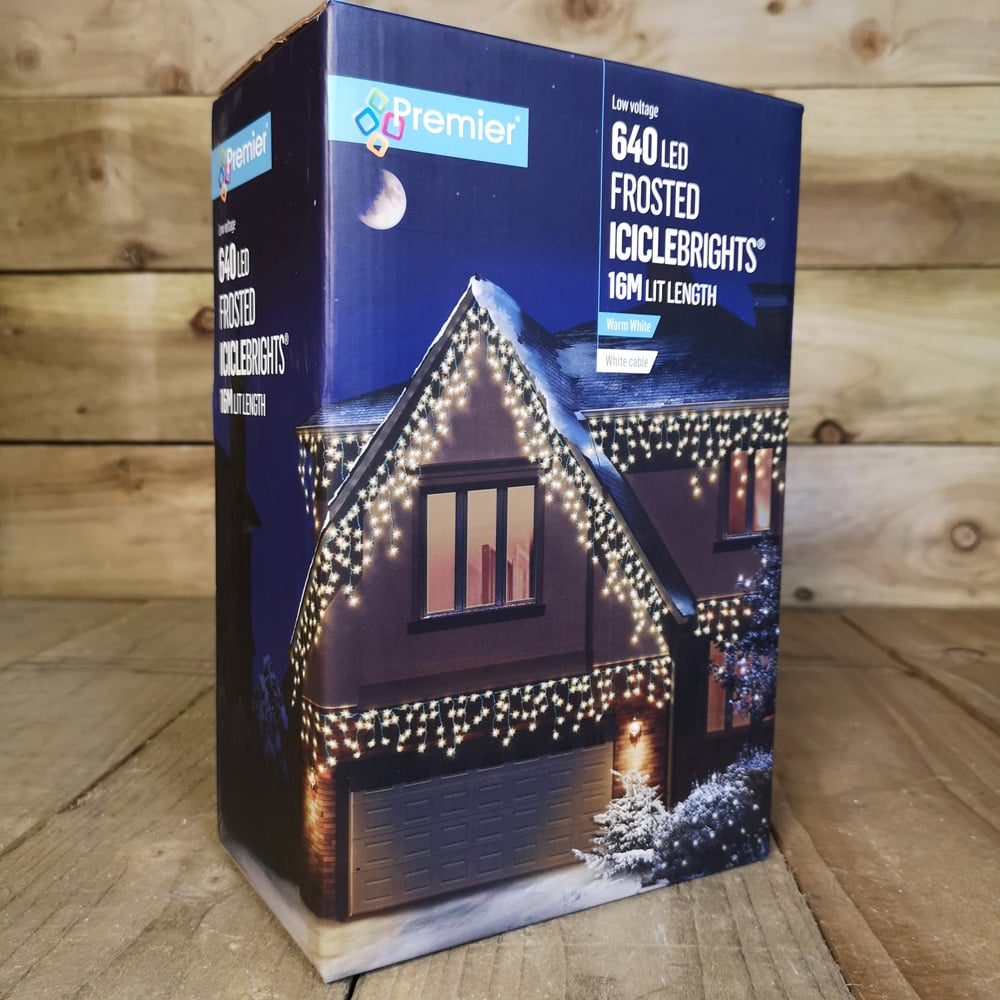 Premier IcicleBrights 640 Warm White LED Multi-Function White Cable Icicle Light 16m Image 6
